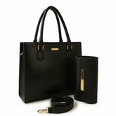 Croc 2Pc Handbag – Black