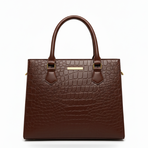 Croc 2Pc Handbag – Brown