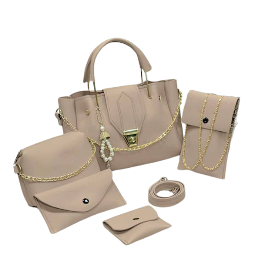 Majestic 5 Piece Handbag Set-Cream