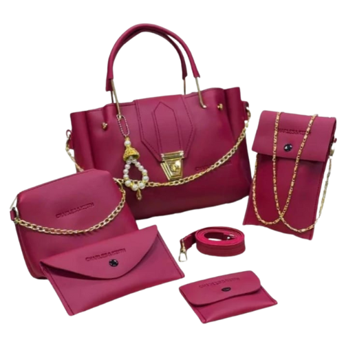 Majestic 5 Piece Handbag Set-Maroon