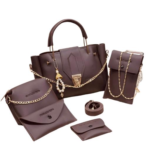 Majestic 5 Piece Handbag Set-Brown