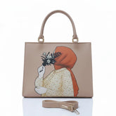 Haya Art Canvas Handbag-Beige