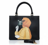 Haya Art Canvas Handbag-Black