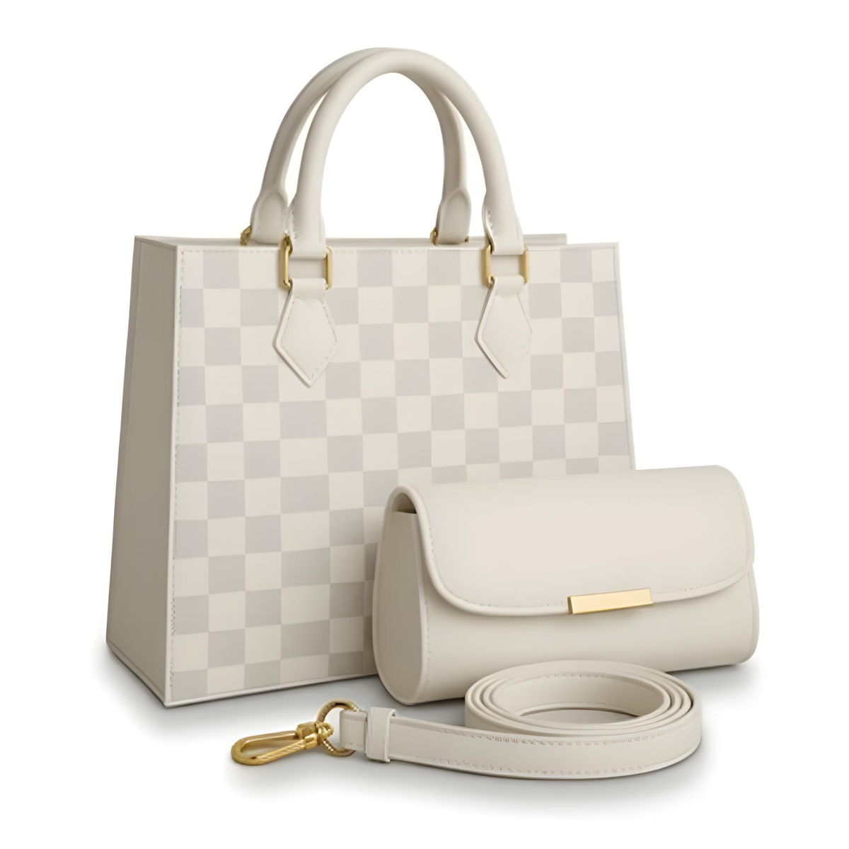 LN DAMIER 2-Pcs Handbag Set - White