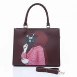 Haya Art Canvas Handbag-Brown