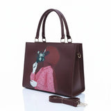 Haya Art Canvas Handbag-Brown