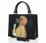 Haya Art Canvas Handbag-Black