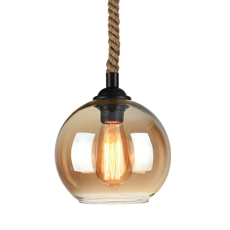 Vintage Rope Pendant Light, Glass Globe Rustic Farmhouse Hanging Lamp for Kitchen Island, E26 Base - Image 5