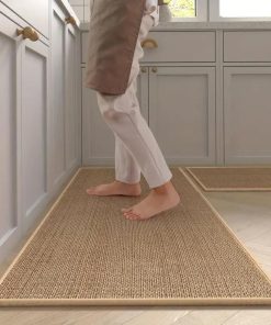 Matilda Kitchen Mat Set of 2, Cushioned Anti Fatigue Kitchen Rugs, Non Slip Woven Runner Mats