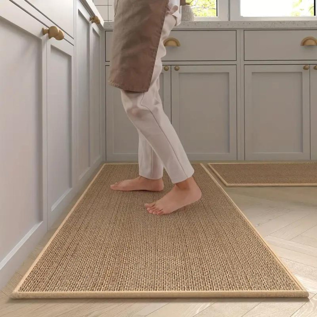 Matilda Kitchen Mat Set of 2, Cushioned Anti Fatigue Kitchen Rugs, Non Slip Woven Runner Mats