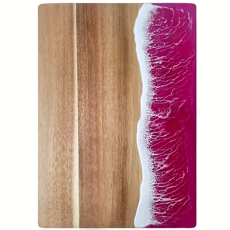 Wave Resin Cutting Board, Acacia Wood Ocean Wave Epoxy Charcuterie and Cheese Serving Board - Image 2
