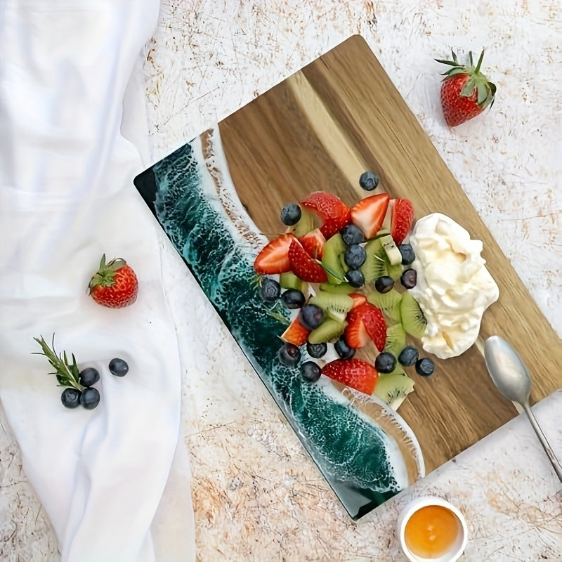 Wave Resin Cutting Board, Acacia Wood Ocean Wave Epoxy Charcuterie and Cheese Serving Board - Image 4