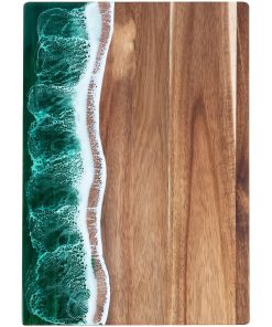 Wave Resin Cutting Board, Acacia Wood Ocean Wave Epoxy Charcuterie and Cheese Serving Board