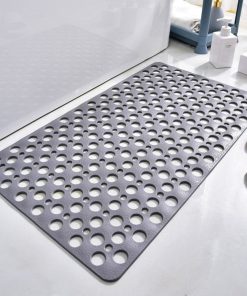 Secure Non Slip Shower Mat, Suction Cup Bathtub Mat with Drain Holes, TPE Anti Slip Bath Mat