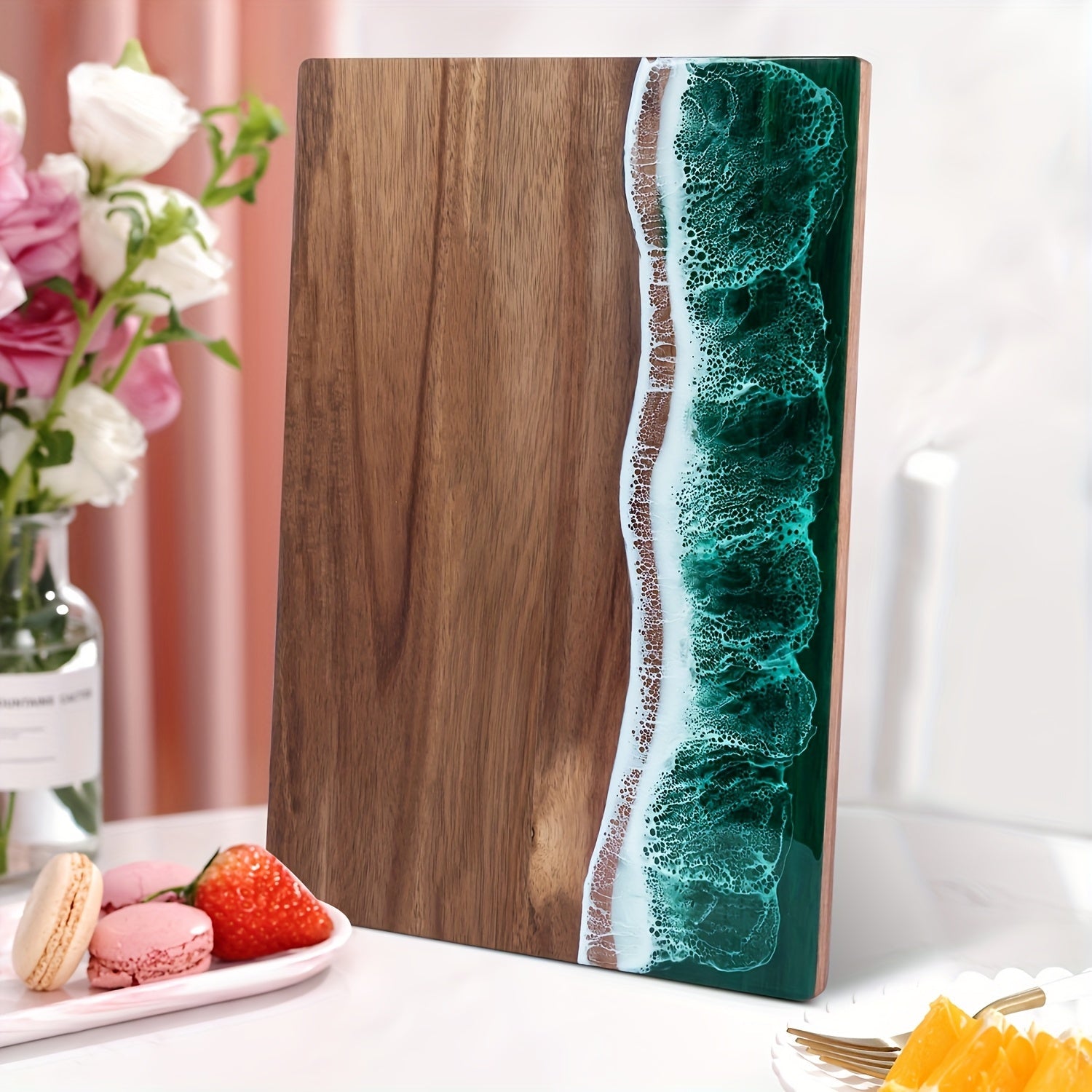 Wave Resin Cutting Board, Acacia Wood Ocean Wave Epoxy Charcuterie and Cheese Serving Board - Image 8