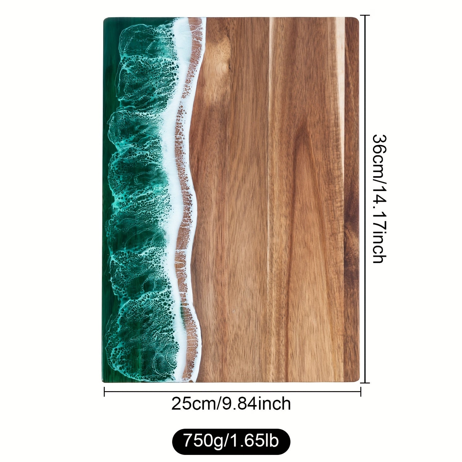 Wave Resin Cutting Board, Acacia Wood Ocean Wave Epoxy Charcuterie and Cheese Serving Board - Image 7