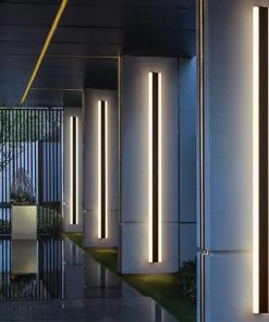 Gate Linear Outdoor Wall Light, Long Black LED Exterior Wall Lamp for Porch, Patio and Entryway