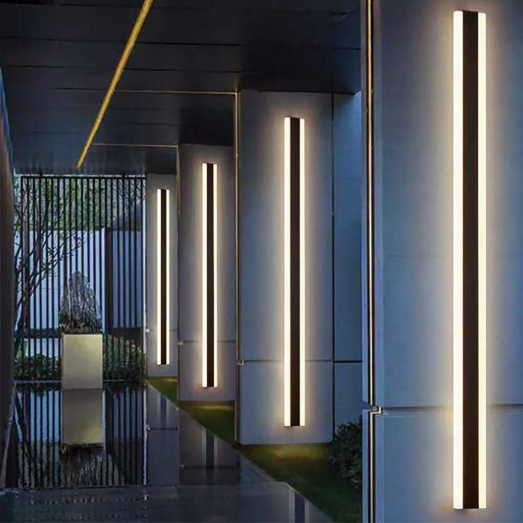 Gate Linear Outdoor Wall Light, Long Black LED Exterior Wall Lamp for Porch, Patio and Entryway