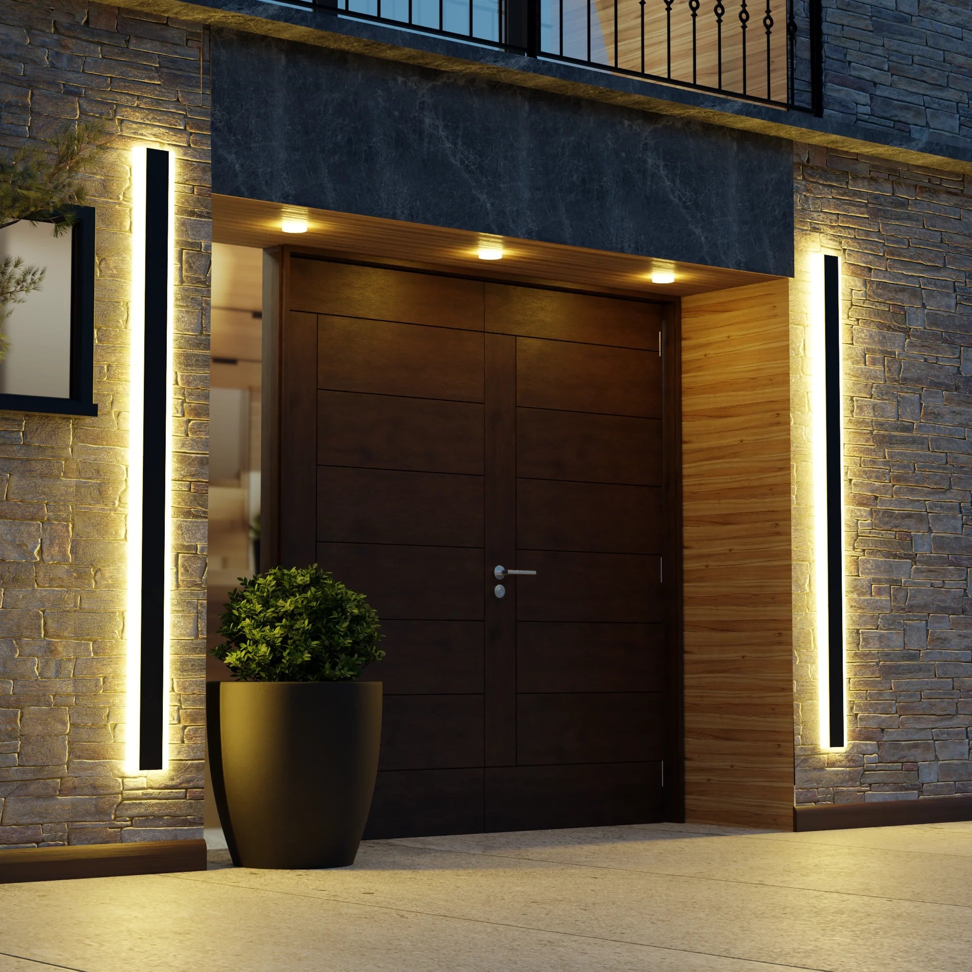 Gate Linear Outdoor Wall Light, Long Black LED Exterior Wall Lamp for Porch, Patio and Entryway - Image 5