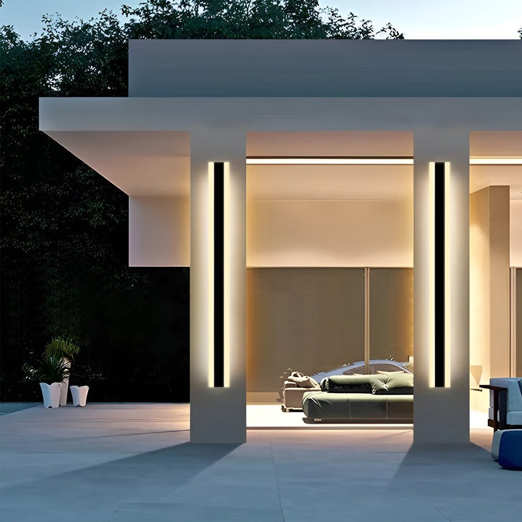 Gate Linear Outdoor Wall Light, Long Black LED Exterior Wall Lamp for Porch, Patio and Entryway - Image 2