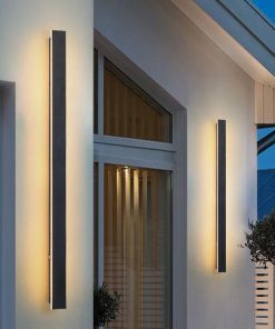 Alternative view of Linear Outdoor Strip Wall Light, Long Black LED Exterior Wall Lamp, IP65 Waterproof Porch Light