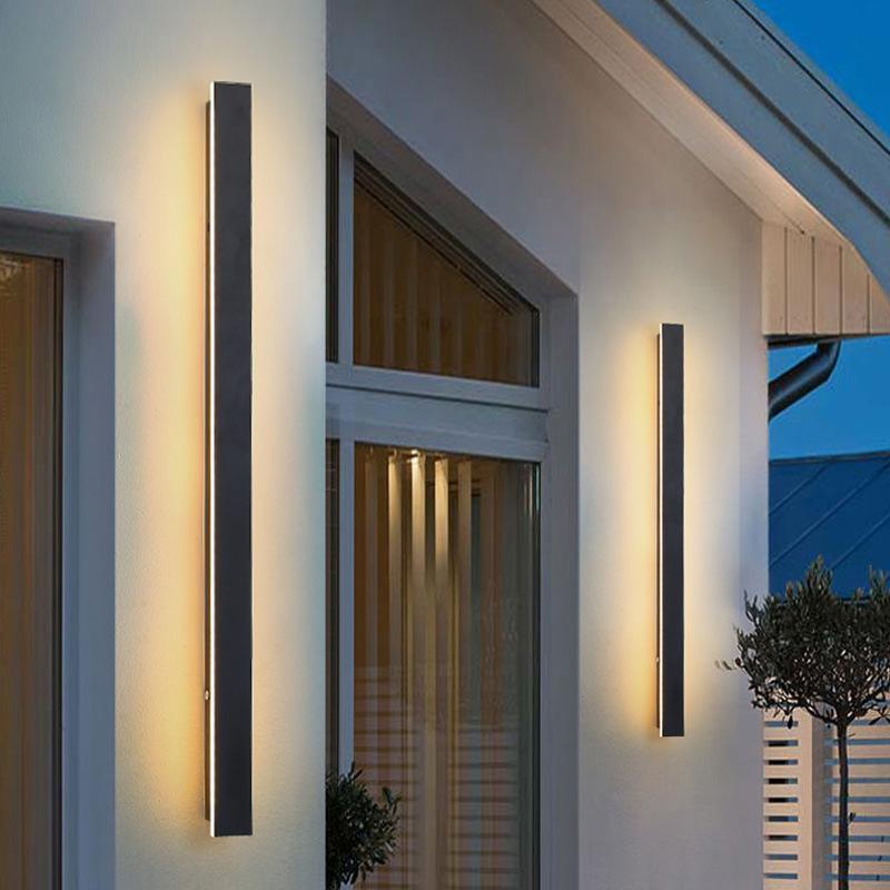 Linear Outdoor Strip Wall Light, Long Black LED Exterior Wall Lamp, IP65 Waterproof Porch Light - Image 2