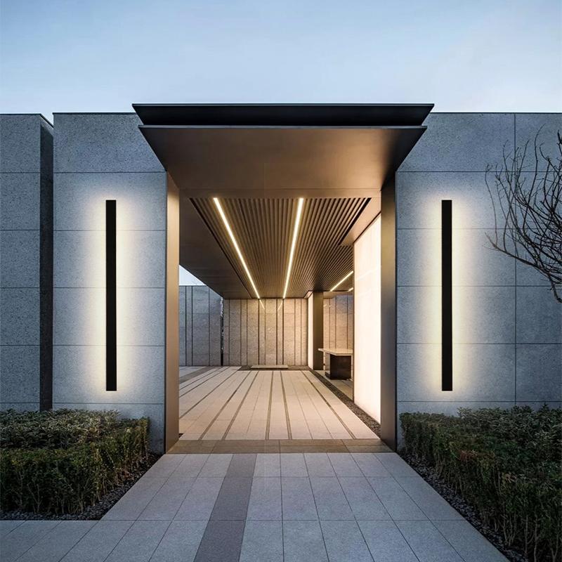 Linear Outdoor Strip Wall Light, Long Black LED Exterior Wall Lamp, IP65 Waterproof Porch Light